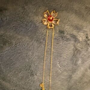 Swarovski Gold and Red Flower necklace.